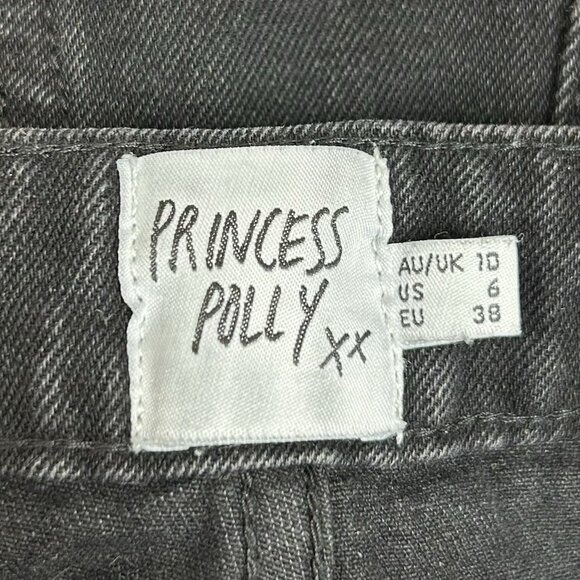 PRINCESS POLLY Jeans Womens Size US 6 Black High Rise Straight Leg Ankle Denim - Picture 3 of 4